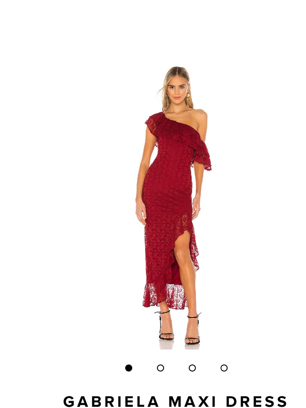 Lovers + Friends Gabriela One-Shoulder Lace Maxi Dress in Wine